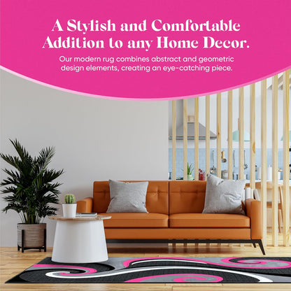 Abstract Rug 2x3 Small Rug Modern Rug Contemporary Area Rug Premium Colorful Thick Carpet for Living Room 327 Pink