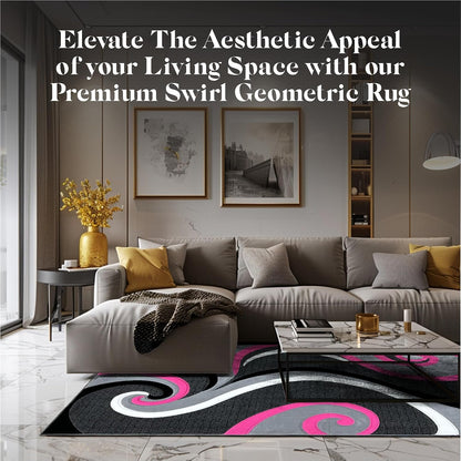 Abstract Rug 2x3 Small Rug Modern Rug Contemporary Area Rug Premium Colorful Thick Carpet for Living Room 327 Pink