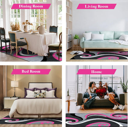 Abstract Rug 2x3 Small Rug Modern Rug Contemporary Area Rug Premium Colorful Thick Carpet for Living Room 327 Pink