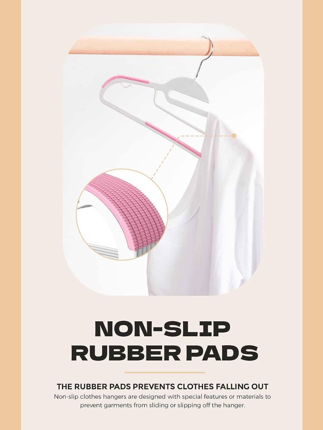 Pink Plastic Hangers 50 Pack, Slim Space Saving, Non Slip Hangers with Rubber Pads, Sturdy Coat Hanger for Closet, S-Shaped Clothes Hanger for Shirt, Suit, Pant, Skirt