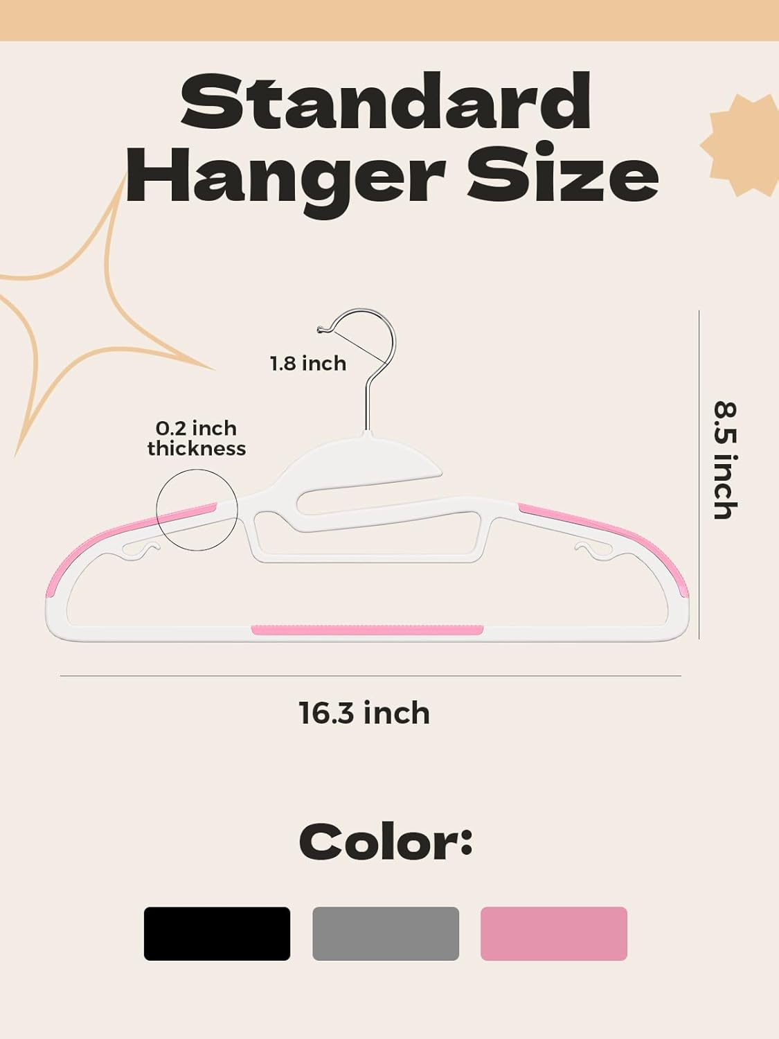 Pink Plastic Hangers 50 Pack, Slim Space Saving, Non Slip Hangers with Rubber Pads, Sturdy Coat Hanger for Closet, S-Shaped Clothes Hanger for Shirt, Suit, Pant, Skirt