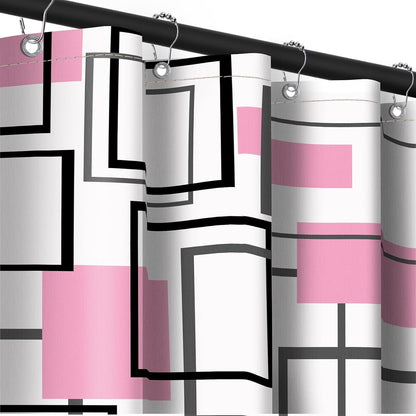 Light Pink Geometric Shower Curtain, 72x72 in, Pink and White