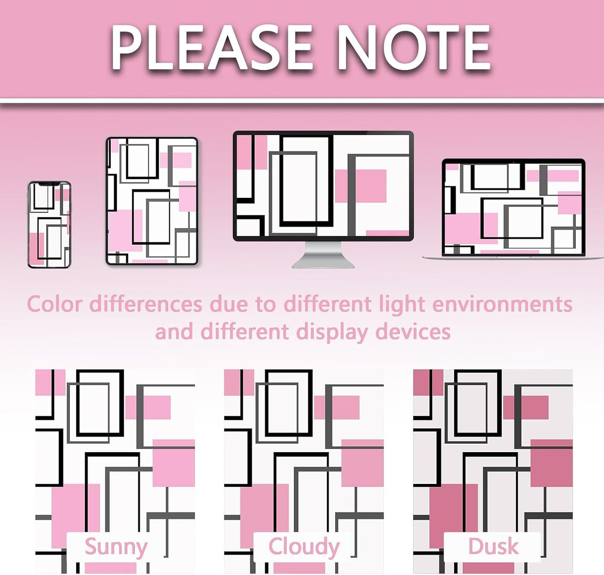 Light Pink Geometric Shower Curtain, 72x72 in, Pink and White