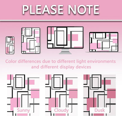 Light Pink Geometric Shower Curtain, 72x72 in, Pink and White