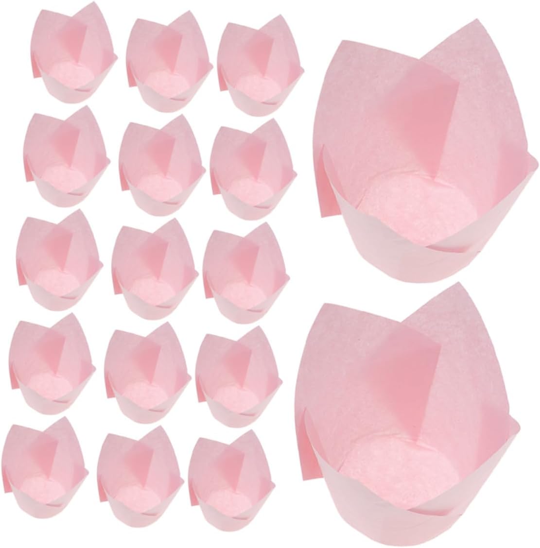50pcs Pink Tulip Baking Liners Greaseproof Cupcake Wrappers Nonstick Paper Baking Cases for Birthday Party Weddings Disposable Cake Pan Liners