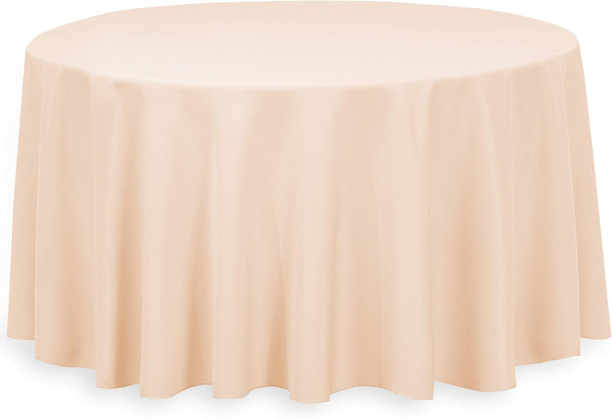 LinenTablecloth 132-Inch Round Polyester Tablecloth Peach