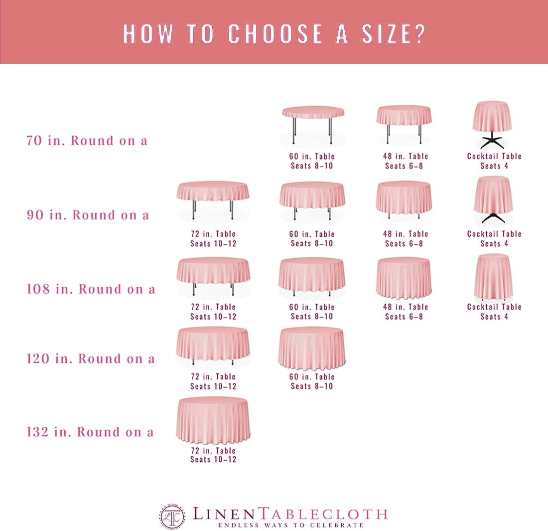 LinenTablecloth 132-Inch Round Polyester Tablecloth Peach