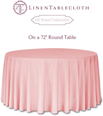 LinenTablecloth 132-Inch Round Polyester Tablecloth Peach