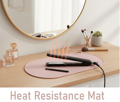Durable Silicone Vanity Makeup Mat - Heat Resistant, Portable, and Protective | Perfect for Travel and Daily Vanity Surface Protection (Pink)