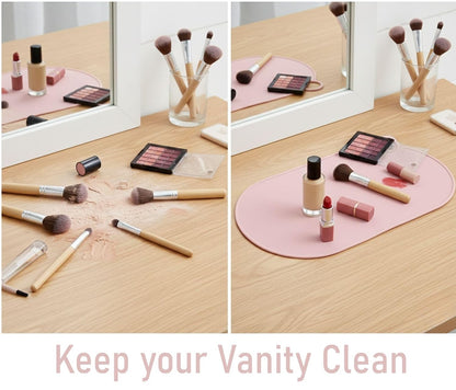 Durable Silicone Vanity Makeup Mat - Heat Resistant, Portable, and Protective | Perfect for Travel and Daily Vanity Surface Protection (Pink)