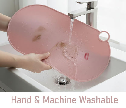 Durable Silicone Vanity Makeup Mat - Heat Resistant, Portable, and Protective | Perfect for Travel and Daily Vanity Surface Protection (Pink)