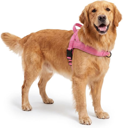 No-Pull Dog Harness with Handle, Adjustable Reflective Pet Vest Tactical Harness for Small Medium Large Dogs Walking Training, Front Clip, Escape Proof & Heavy Duty D-Ring (Pink, L)