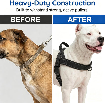 No-Pull Dog Harness with Handle, Adjustable Reflective Pet Vest Tactical Harness for Small Medium Large Dogs Walking Training, Front Clip, Escape Proof & Heavy Duty D-Ring (Pink, L)
