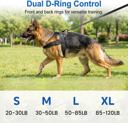 No-Pull Dog Harness with Handle, Adjustable Reflective Pet Vest Tactical Harness for Small Medium Large Dogs Walking Training, Front Clip, Escape Proof & Heavy Duty D-Ring (Pink, L)
