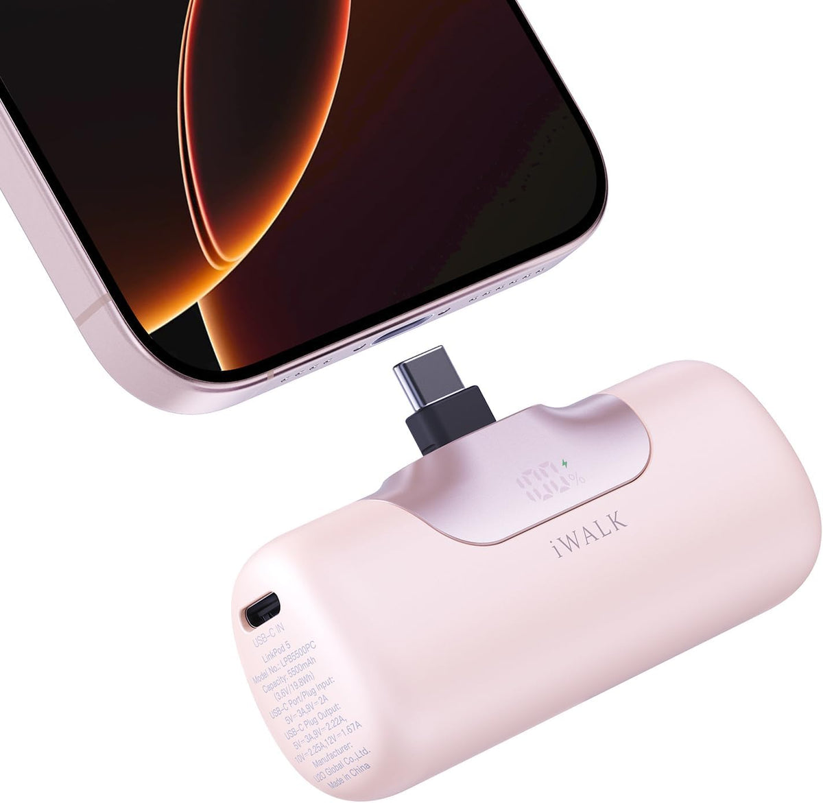 Portable Charger 5500mAh Next-Gen Small Power Bank 22.5W Fast Charging Battery USB-C Portable Phone Charger for iPhone 17/16/15 17 Plus 17 Pro Max iPad, Samsung Galaxy S25 S24 S23 Android, Pink
