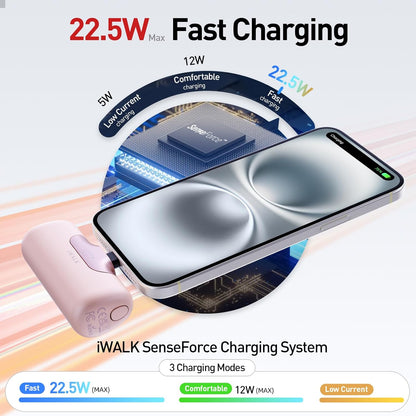 Portable Charger 5500mAh Next-Gen Small Power Bank 22.5W Fast Charging Battery USB-C Portable Phone Charger for iPhone 17/16/15 17 Plus 17 Pro Max iPad, Samsung Galaxy S25 S24 S23 Android, Pink