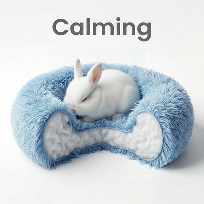 Guinea Pig Bed 11.8 Inch for Small Animal，Washable Small Animal Beds，Hideout Soft & Comfortable Donut Bed for Dwarf Rabbits/Hamster/Hedgehog/Ferrets,Blue and White