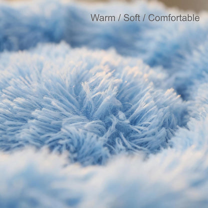 Guinea Pig Bed 11.8 Inch for Small Animal，Washable Small Animal Beds，Hideout Soft & Comfortable Donut Bed for Dwarf Rabbits/Hamster/Hedgehog/Ferrets,Blue and White