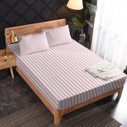 Striped Sheets - Full Sheet Set - Pink and White Stripe Bed Sheet, Soft Microfiber & Deep Pocket & Long Lasting Patterned Bedding Sheets & Pillowcases - Striped Gifts & Decor