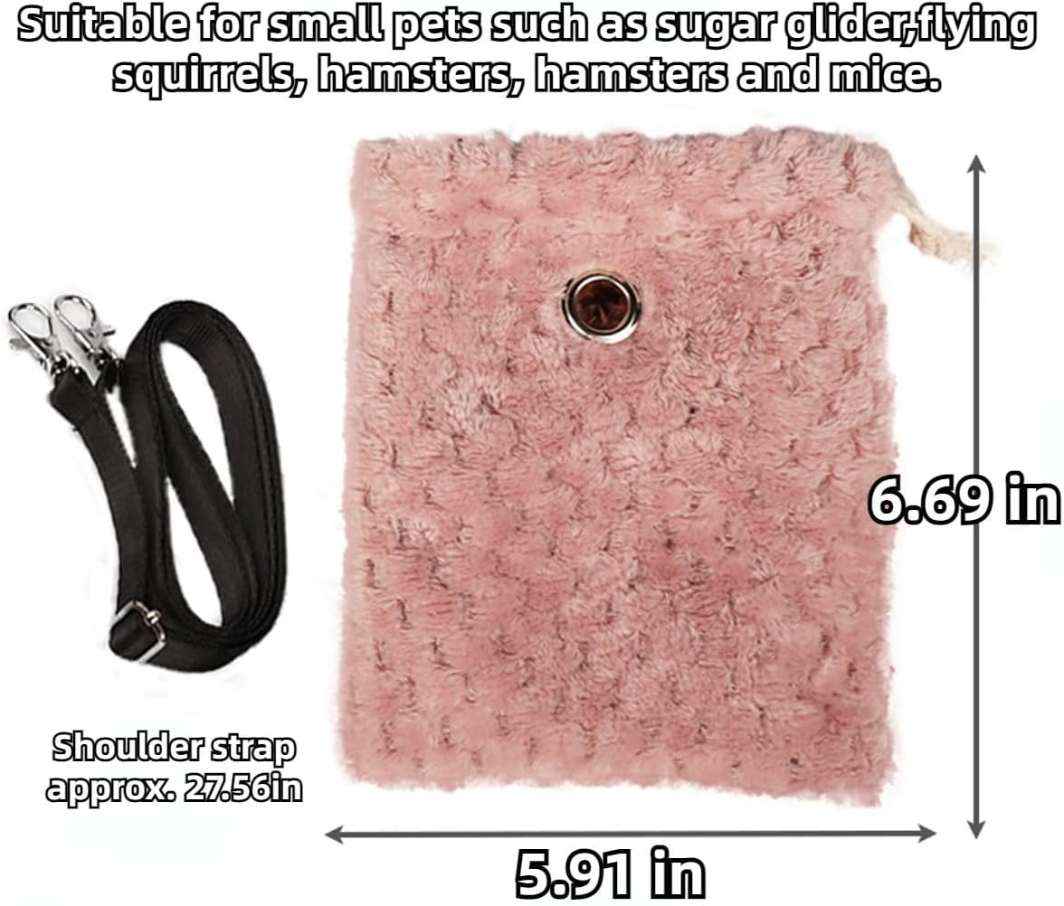 Sugar Glider Bonding Pouch - Soft Sleeping Pouch with Breathable Vent & Drawstring Portable Travel Bag Small Animal Carrier for Sugar Glider Squirrel Hamster Rats Hedgehog Bird Parrot (Pink)