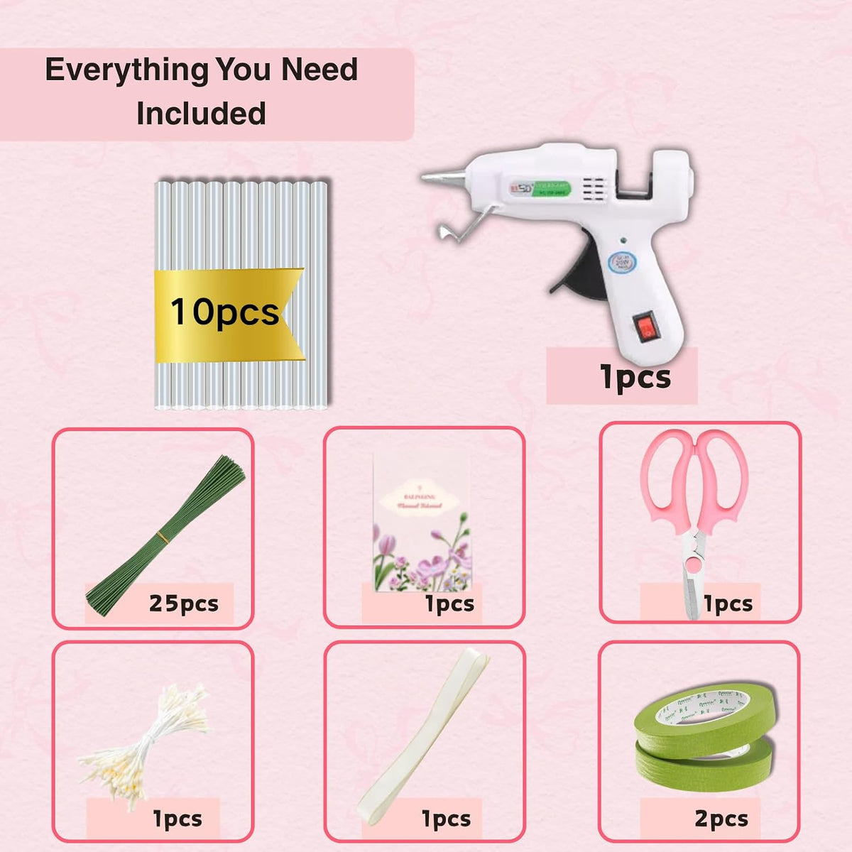 500pcs Pipe Cleaners Flowers Kit,Chenille Stems for DIY Flower Making Kit,Pipe Cleaners Projects Creative for DIY Art and Craft,Ideal for Holiday Decoration(Pink)