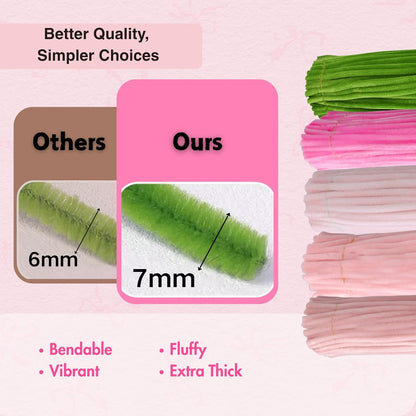 500pcs Pipe Cleaners Flowers Kit,Chenille Stems for DIY Flower Making Kit,Pipe Cleaners Projects Creative for DIY Art and Craft,Ideal for Holiday Decoration(Pink)