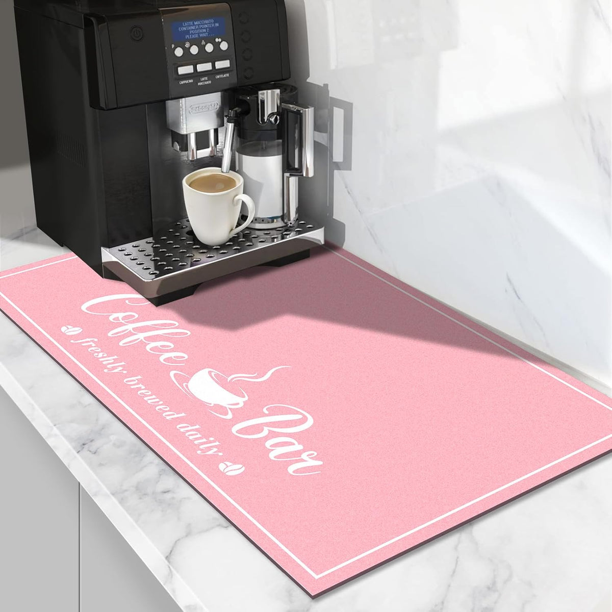 Fashion Coffee Mat, Dish Drying Mat 12" x 20" Pink