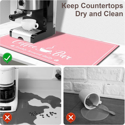 Fashion Coffee Mat, Dish Drying Mat 12" x 20" Pink