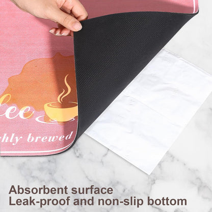 Fashion Coffee Mat, Dish Drying Mat 12" x 20" Pink