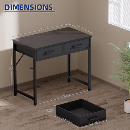 32 Inch Small Computer Desk with 2 Drawers for Bedroom Study Writing Home Office Table for Small Spaces Pink