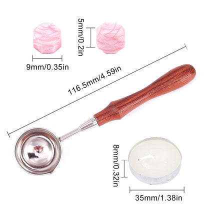 Cherry Flower Wax Seal Stamp Set + 200pcs Pink Sealing Wax Beads + Melting Spoon + 3pcs Candles for Wedding Invitations Envelops Cards Gift Letter Wrapping Wine Packages