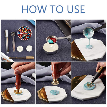 Cherry Flower Wax Seal Stamp Set + 200pcs Pink Sealing Wax Beads + Melting Spoon + 3pcs Candles for Wedding Invitations Envelops Cards Gift Letter Wrapping Wine Packages