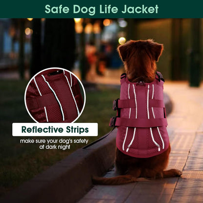 Dog Life Jacket, High Flotation Reflective Dog Life Vest, Pink, XS