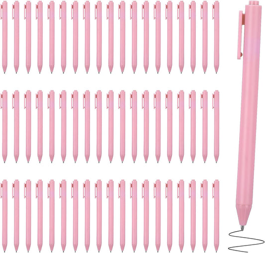 60 Pcs Ballpoint Pens Bulk, 1.0 mm Retractable Rollerball Pen, Cute Pink Click Medium Point Pens Aesthetic for Office Teacher Student Baby Shower (Pink)