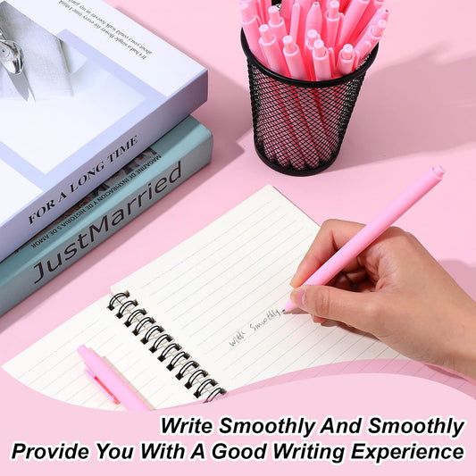 60 Pcs Ballpoint Pens Bulk, 1.0 mm Retractable Rollerball Pen, Cute Pink Click Medium Point Pens Aesthetic for Office Teacher Student Baby Shower (Pink)
