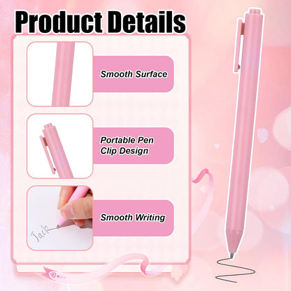 60 Pcs Ballpoint Pens Bulk, 1.0 mm Retractable Rollerball Pen, Cute Pink Click Medium Point Pens Aesthetic for Office Teacher Student Baby Shower (Pink)