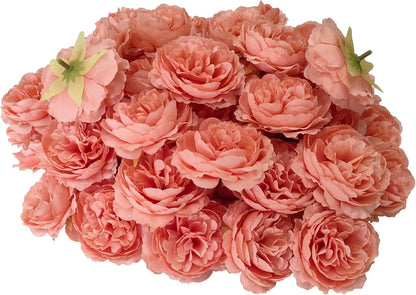 Coral Pink Rose Heads 40 PCS for Artificial Flowers Bulk