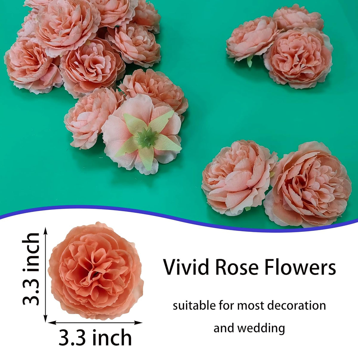 Coral Pink Rose Heads 40 PCS for Artificial Flowers Bulk