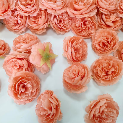 Coral Pink Rose Heads 40 PCS for Artificial Flowers Bulk