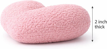 Heart-Shaped Sherpa Throw Pillow 15"x17", Soft Plush Cushion (Pink)