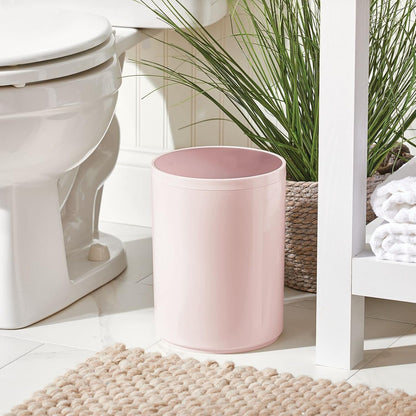 Plastic Small Slim Round 1.7 Gallon/6.5 Liter Trash Can with Removable Swing Lid - Light Pink/Rosette Pink