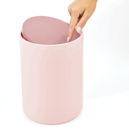 Plastic Small Slim Round 1.7 Gallon/6.5 Liter Trash Can with Removable Swing Lid - Light Pink/Rosette Pink