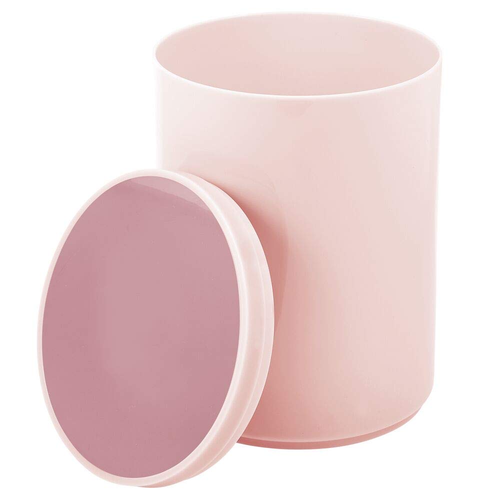 Plastic Small Slim Round 1.7 Gallon/6.5 Liter Trash Can with Removable Swing Lid - Light Pink/Rosette Pink