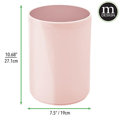 Plastic Small Slim Round 1.7 Gallon/6.5 Liter Trash Can with Removable Swing Lid - Light Pink/Rosette Pink