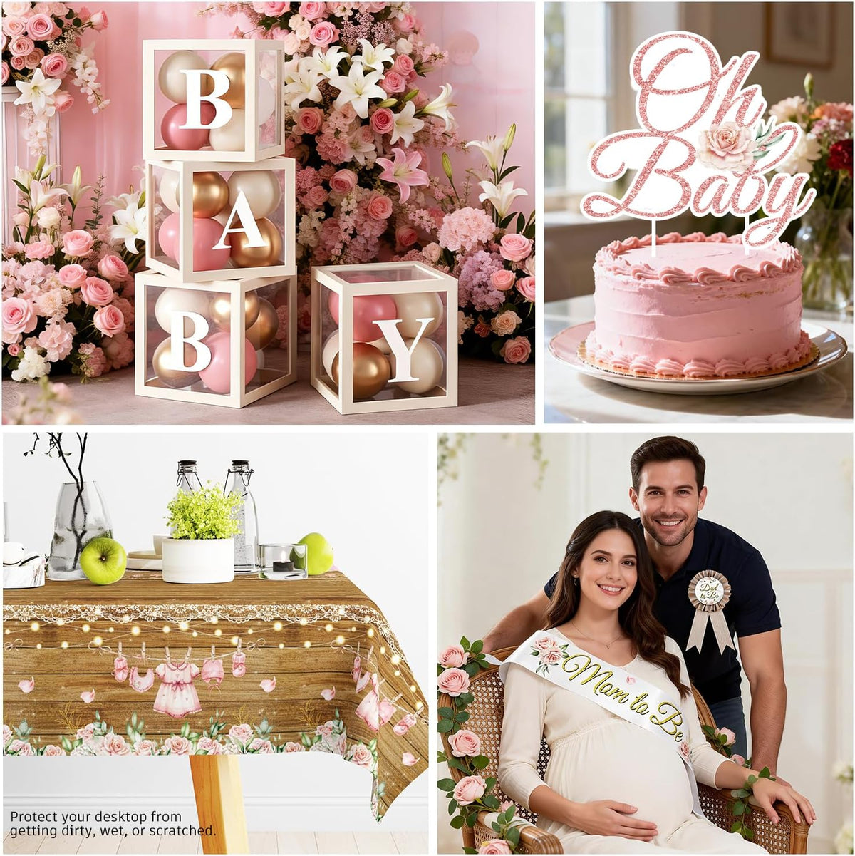243pcs Floral Baby Shower Decorations for Girls, Serves 25