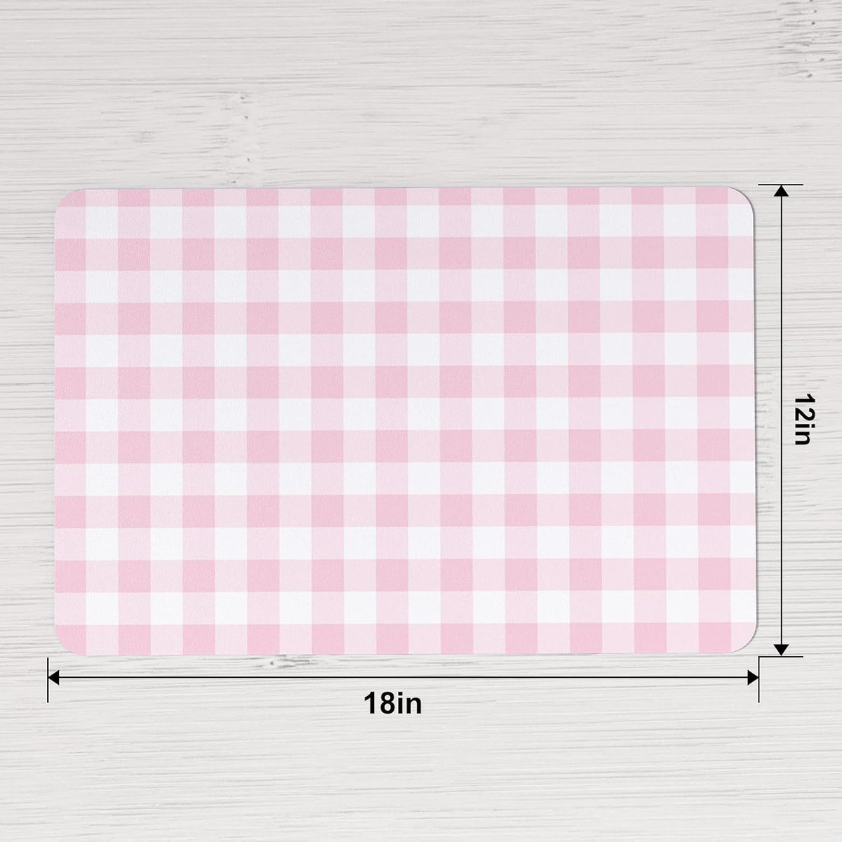 PU Leather Placemats Set of 6, 12"x18" Waterproof Table Mats, Gingham