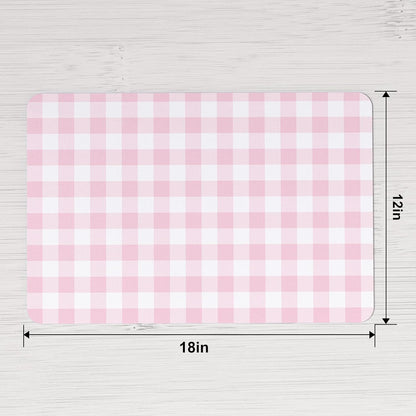 PU Leather Placemats Set of 6, 12"x18" Waterproof Table Mats, Gingham