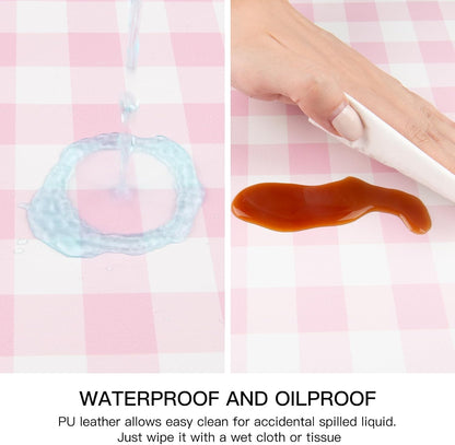 PU Leather Placemats Set of 6, 12"x18" Waterproof Table Mats, Gingham