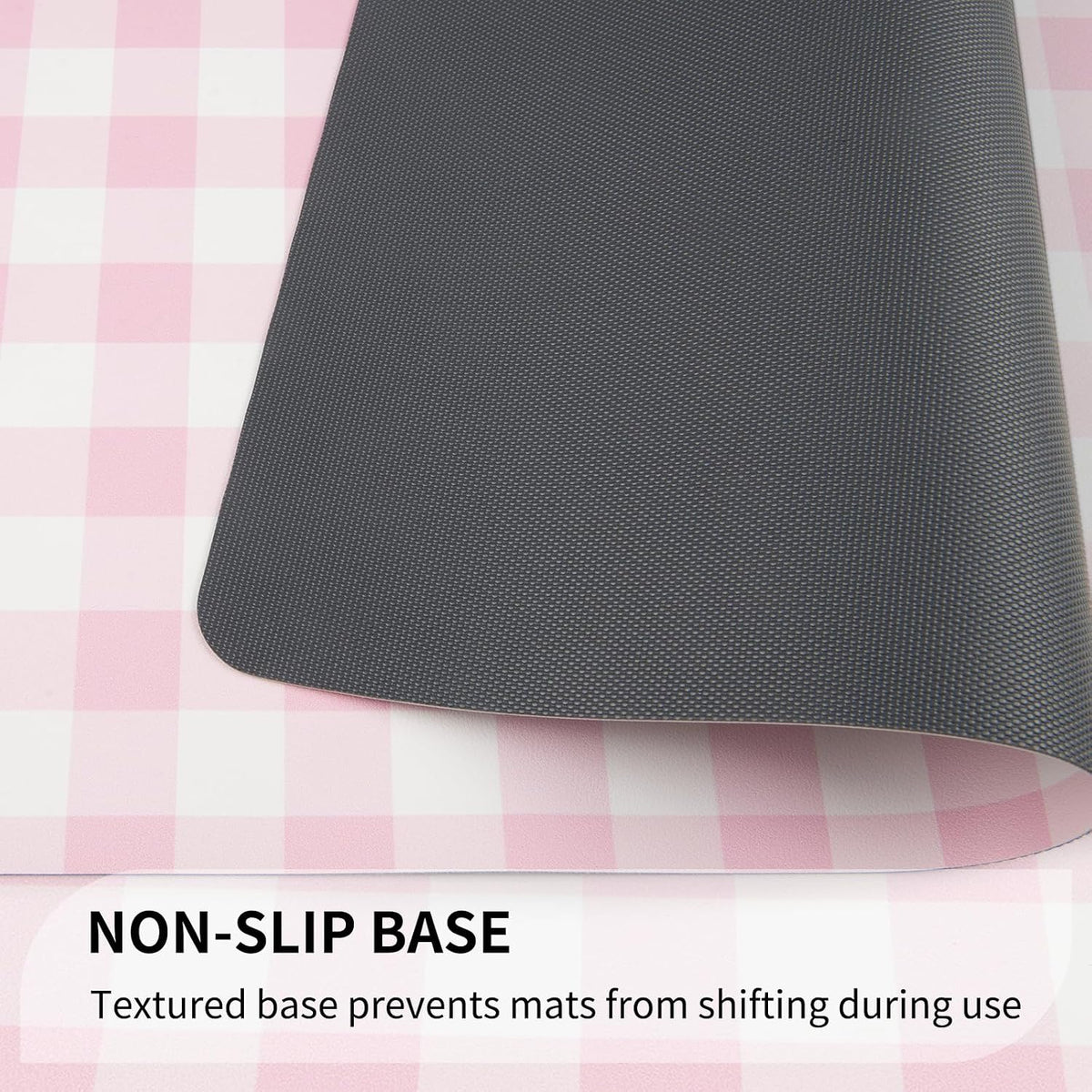 PU Leather Placemats Set of 6, 12"x18" Waterproof Table Mats, Gingham