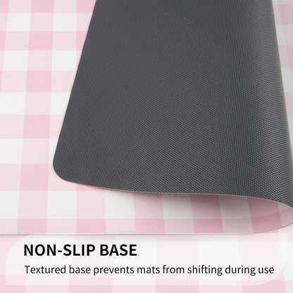 PU Leather Placemats Set of 6, 12"x18" Waterproof Table Mats, Gingham